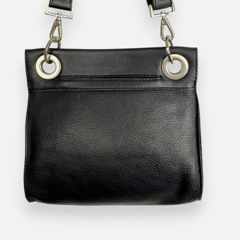 Hammitt Tony Small Black Leather **Red Zip** Crossbody | Brushed Silver - Picture 3 of 14